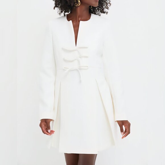TUCKERNUCK - S White Crepe Blair Bow Coat Dress